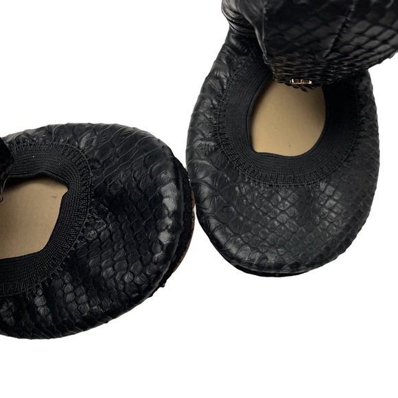 Yosi Samra Samara Snake-Embossed Leather Ballet Flat Foldable 6 NWOB - Picture 6 of 7
